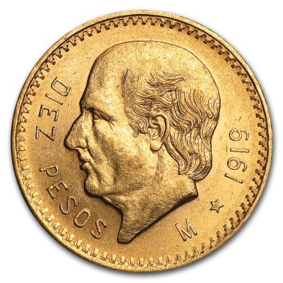 Goldmünze 10 Peso Mexico Hidalgo